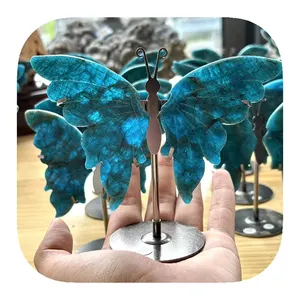 Pedras de cura para escultura em cristal de jade borboleta asas com suporte