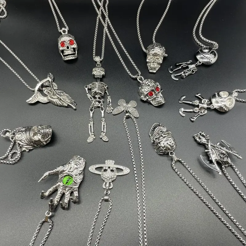 Retour aux anciens collier pendentif pour hommes glace sur hip hop bijoux halloween led pendentif collier