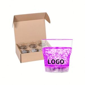 Custom LED Glowing in Dark Cup Clear Plastic <b>Light</b> up Flashing Whisky Glass for Party - Product Image 2