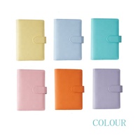 Carnet A6 en cuir PU à feuilles mobiles, rechargeable, avec classeur à 6 anneaux, emplacements pour cartes et boucle pour stylo, journal portable couleur macaron