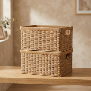 Artex Hai Nam Modern Rattan Storage <b>Baskets</b> with Handles Eco-Friendly Multi-Purpose <b>for</b> Home & Hotel Use - Product Image 2