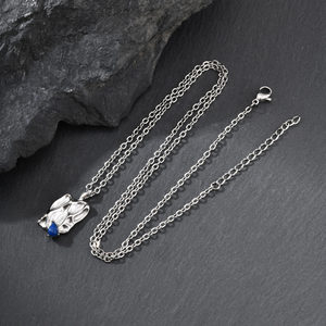 Collar de <span class=keywords><strong>Acero</strong></span> <span class=keywords><strong>Inoxidable</strong></span> 316L con Colgante de Piedra Natural Azul en Forma de Lágrima, Joyería Texturizada Resistente al Agua, Regalo - Product Image 5