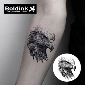 <span class=keywords><strong>Tatuaje</strong></span> Temporal de <span class=keywords><strong>Cabeza</strong></span> de Águila Realista Personalizado de Boldink, Resistente al Agua y de Larga Duración (2 Semanas), Tinta de Jagua - Product Image 3