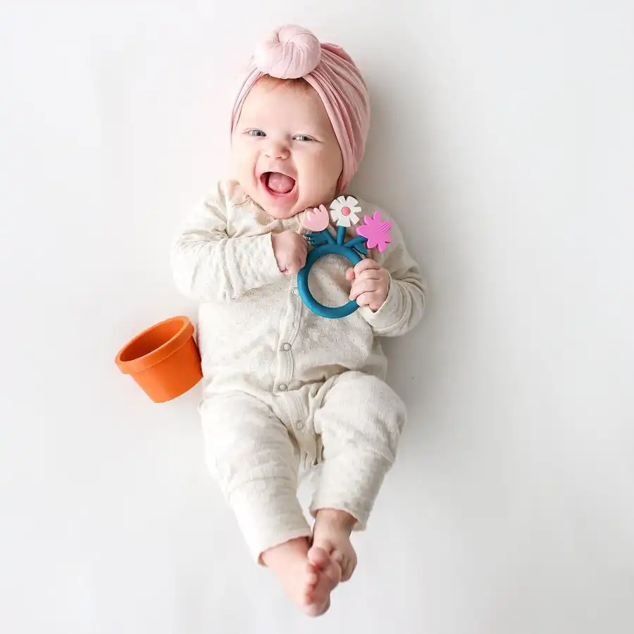 New Teether quà tặng hoa với nồi trẻ sơ sinh Cảm giác đồ chơi 100% cấp thực phẩm không độc hại BPA miễn phí răng hàm Silicone bé Silicone Teether