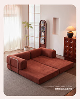 Sofá de Estilo Francés con Compresión al Vacío, Plegable, sin Estructura, con Tapicería de Pana Extraíble y Lavable