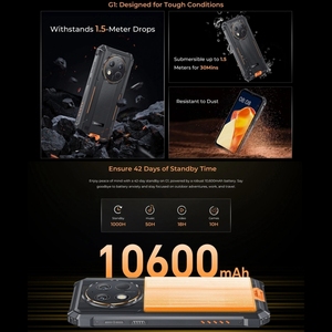 [คลังสินค้าฮ่องกง] โทรศัพท์มือถือ <span class=keywords><strong>Oukitel</strong></span> G1 รุ่นทนทาน, 6+256GB, สแกนลายนิ้วมือ, หน้าจอ 6.52 นิ้ว, Android 14 T606, NFC OTG, 4G สำหรับงานภาคสนาม - Product Image 4