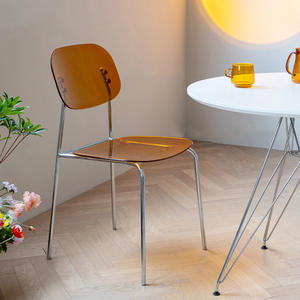 Sillas de comedor de <span class=keywords><strong>PC</strong></span> transparentes nórdicas modernas para café, boda, evento, silla de comedor de plástico acrílico apilable con patas cromadas - Product Image 5