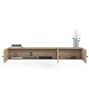 Soporte de <span class=keywords><strong>TV</strong></span> flotante con luces <span class=keywords><strong>LED</strong></span> Mueble de <span class=keywords><strong>TV</strong></span> montado en la pared de 71 ''con puerta Centro de consola multimedia Estante de almacenamiento grande - Product Image 4