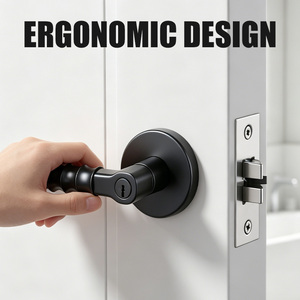 Tianyi Modern Matte Black Door Handle Lockset Ergonomic Wave Shape Lever <b>Key</b> Locking Antiskid Grip Security Interior Wooden Door - Product Image 3