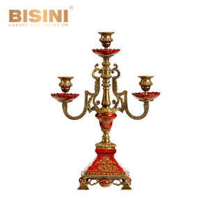 Porcelaine décorée dorée de luxe discrète avec base décorative en <span class=keywords><strong>cristal</strong></span> <span class=keywords><strong>Chandelier</strong></span> Décoratif Trois bougies Candélabres - Product Image 6