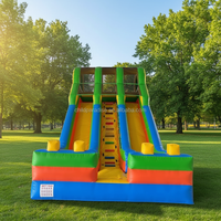 Location de fêtes pour enfants Toboggan à sec commercial Blocs gonflables à double voie pour enfants