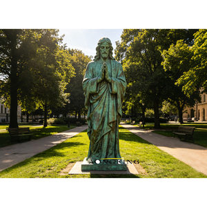 Statua di Gesù Cristo in Bronzo a Grandezza Naturale, Scultura Personalizzata in Ottone di Gesù in Preghiera per Chiesa e Giardino Esterno - Product Image 1