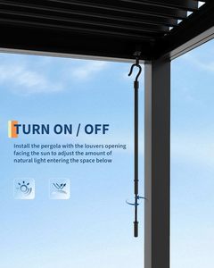 Pérgola <span class=keywords><strong>de</strong></span> Aluminio con Techo <span class=keywords><strong>de</strong></span> Láminas Ajustables <span class=keywords><strong>de</strong></span> 12 pies x 16 pies, Estructura <span class=keywords><strong>de</strong></span> Aluminio Reforzada - Product Image 5