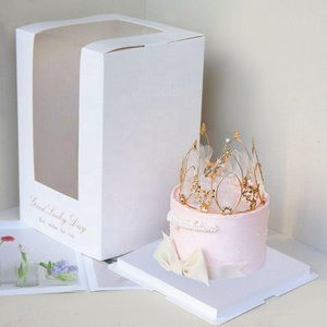 Chất lượng cao 6 inch vuông Pet Wedding Bánh hộp Lá Trắng đóng gói quà tặng cho <span class=keywords><strong>cupcakes</strong></span> sẵn sàng để tàu - Product Image 2