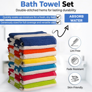 100% algodón bordado Logo Oversize Extra grande Terry Toalla de piscina personalizado Jacquard impreso rayas Toalla de baño Toalla de <span class=keywords><strong>playa</strong></span> de algodón - Product Image 3