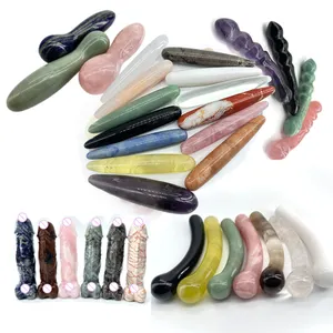 Dildo de pedra natural para mulheres, artesanato, brinquedos sexuais de cura, varinha de cristal para pênis, yoni para mulheres