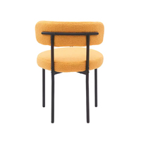 Chaises de restaurant modernes en tissu Teddy avec cadre métallique noir et assise en mousse, couleur orange – Offre spéciale