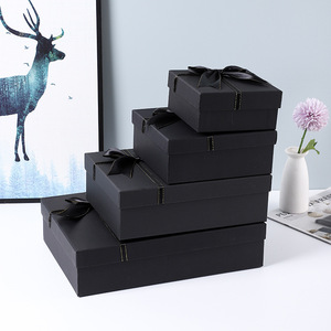 <b>Black</b> Bow <b>Box</b> Gift Paper Packaging Storage <b>Box</b> With Lid for Jewelry Gift Set - Product Image 2