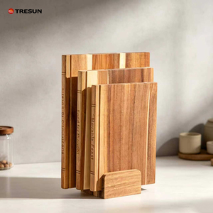 Juego de 3 tablas de cortar de madera de acacia con soporte, en forma de biblioteca. - Product Image 4
