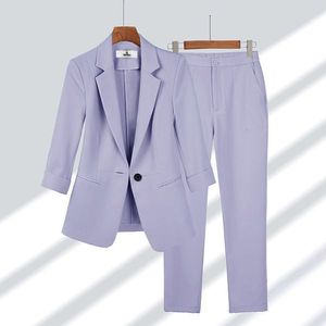 Completo da <span class=keywords><strong>donna</strong></span> abito formale semplice Blazer a maniche lunghe con top e <span class=keywords><strong>pantaloni</strong></span> in due pezzi Set abbigliamento da ufficio <span class=keywords><strong>donna</strong></span> - Product Image 3