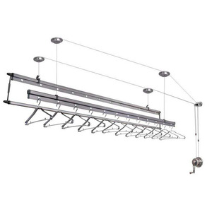Séchoir manuel 3 en 1 : système de levage à 3 pôles <span class=keywords><strong>avec</strong></span> crochets et rails multifonctions, aluminium durable pour les charges lourdes - Product Image 4