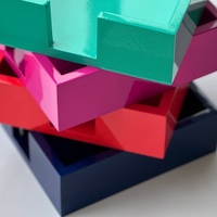 Petit Plateau Luxe Plateau Laque Lumineuse Carré Feuille d'Or Grand Porte-Bloc-Notes Initial Organisateur de Serviettes en Bois