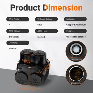 Konektor keran kawat pra-insulasi, blok aluminium masuk dua Port, konektor Splice kabel untuk konduktor aluminium tembaga - Product Image 3