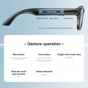 Cổ điển màu đen IP67 không thấm nước kính thông minh tương tác âm nhạc máy ảnh cuộc gọi nhắc nhở đeo tai nghe - Product Image 4