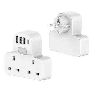 Leishen UK vers EU Europe Plug Power Adaptateur de voyage Adaptateur de voyage européen 3 broches vers 2 broches Adaptateur de voyage mis à la terre