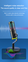 Microphone USB à condensateur cardioïde RGB avec contrôle du volume pour le gaming, l'enregistrement en studio, le streaming YouTube, l'enseignement, compatible PC