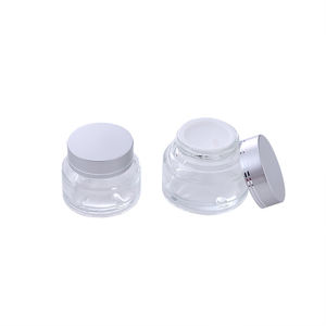 Pot en verre transparent en stock 15g 30g 50g 1oz 2oz vide avec couvercle noir pour crème contour des yeux et crème visage - Product Image 3