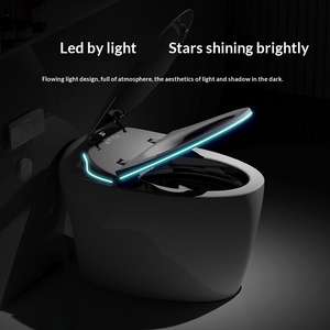 <span class=keywords><strong>WC</strong></span> intelligent de luxe moderne en céramique avec bidet intégré, chasse d'eau automatique, sans réservoir, électrique, siège chauffant, LED, double chasse - Product Image 2
