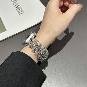 <span class=keywords><strong>Bracelet</strong></span> de montre YUSSLAB Sensitivity Diamond Chain 22mm à <span class=keywords><strong>boucle</strong></span> <span class=keywords><strong>unique</strong></span>, perles argentées et blanches - Product Image 3