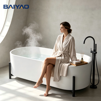 Baignoire autoportante ovale de luxe en pierre artificielle, surface solide, profonde, pour maison, hôtel, villa – Vente directe usine