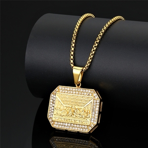Collar <span class=keywords><strong>de</strong></span> Moda con Colgante <span class=keywords><strong>de</strong></span> <span class=keywords><strong>la</strong></span> Última Cena <span class=keywords><strong>de</strong></span> Jesús, Estilo Hip Hop, Religioso, Impermeable, <span class=keywords><strong>de</strong></span> Acero Inoxidable, Antideslustre, para Hombre - Product Image 3