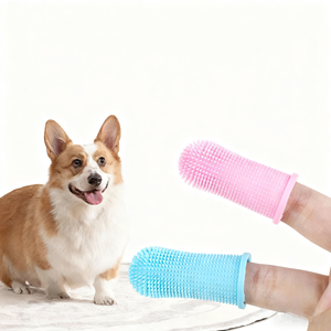 Brosse à dents pour animaux de compagnie en silicone souple, protège-doigts pour chats et chiens, soin des gencives, nettoyage des dents, 6 couleurs, facile à utiliser - Product Image 1
