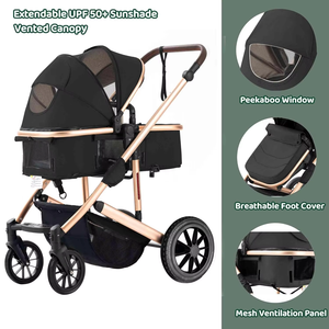 Poussette bébé 3 <span class=keywords><strong>en</strong></span> <span class=keywords><strong>1</strong></span>, poussette à roulettes avec modes de glissement réversibles, cadre <span class=keywords><strong>en</strong></span> alliage d'aluminium, pliage <span class=keywords><strong>en</strong></span> un clic, poussette bébé 3 <span class=keywords><strong>en</strong></span> <span class=keywords><strong>1</strong></span> - Product Image 4