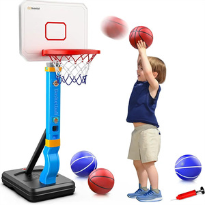 Panier de basket Luckykoo réglable en hauteur pour enfants, portable, pour intérieur et extérieur, jouet de piscine pour garçons et filles - Product Image 1