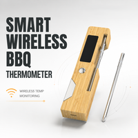 Termometer BBQ Nirkabel Pintar Kontrol Suhu Presisi 0.5C LCD Baja Tahan Karat Food Grade IP68 OEM ODM Kontrol Aplikasi Pintar