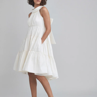 2024 chaud été tenue décontractée pour les femmes élégant fête femmes sans manches blanc longue robe taffetas à plusieurs niveaux robe trapèze