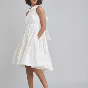 2024 chaud été tenue décontractée pour les femmes élégant fête femmes sans manches blanc longue <span class=keywords><strong>robe</strong></span> taffetas à plusieurs niveaux <span class=keywords><strong>robe</strong></span> trapèze - Product Image 2