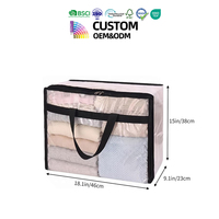 Sac de rangement de déménagement grande capacité, sac organisateur transparent et imperméable pour armoire domestique
