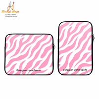 Housse d'ordinateur portable en néoprène à imprimé zèbre rose personnalisée en usine, étui pour tablette et ordinateur portable en néoprène OEM, pochette pour ordinateur portable