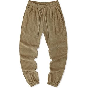 JMIERR Pantalon décontracté pour homme avec cordon de serrage texturé gaufré, taille élastique, jogging fuselé avec poches zippées, logo personnalisable - Product Image 3