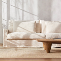 Ensemble de canapés modulaires en bois de style nordique, simple, avec revêtement en tissu, pour hôtel, villa, salon, appartement, rembourrage en éponge