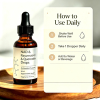 Produit de beauté oral en gouttes liquides de complexe NAD+ et de resvératrol à marque privée pour l'énergie et la santé de la peau des femmes adultes