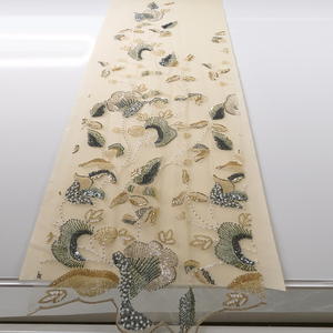 고품질 스팽글 폴리에스터 메쉬 원단 비즈 자수 럭셔리 크리스탈 비즈 원단 - Product Image 1