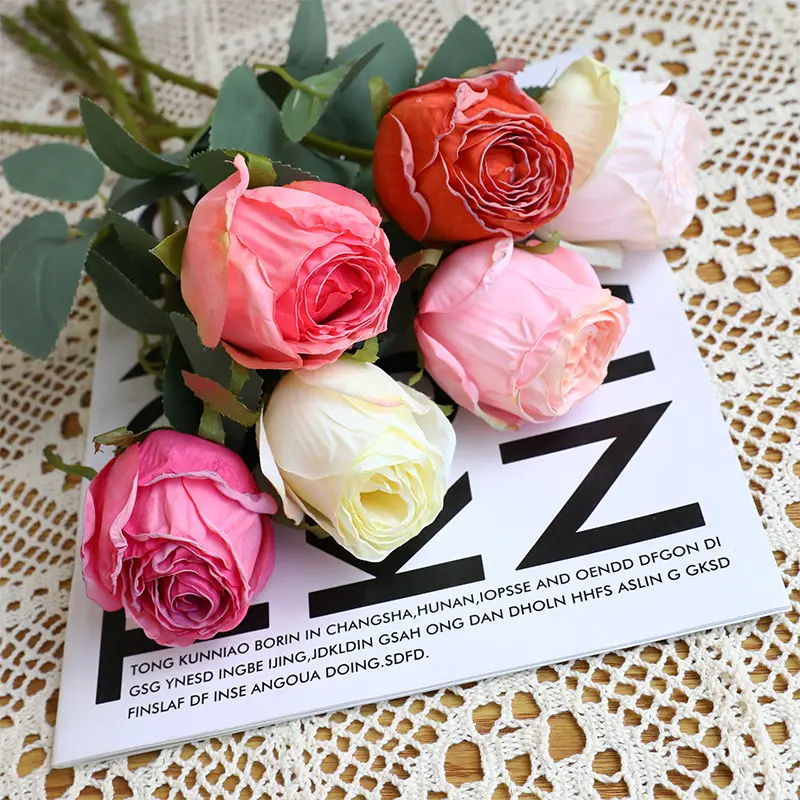 Retro kavrulmuş yuvarlak gül fotoğraf sahne ev çiçek süsler yanmış kenar düğün dekorasyon yapay çiçekler hediyeler