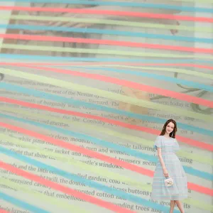 Fabric Supplier Wholesale Rainbow woven striped Plain Fabric 100 Polyester Organza Fabrics For Dresses