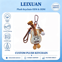 Porte-clés en peluche guitare, mini-breloque sportive en forme de dessin animé, avec corde tressée et mousqueton, instrument de musique Kawaii, breloque de sac à dos